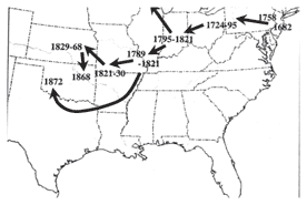 Fig. 1: The Delaware Westward Migration